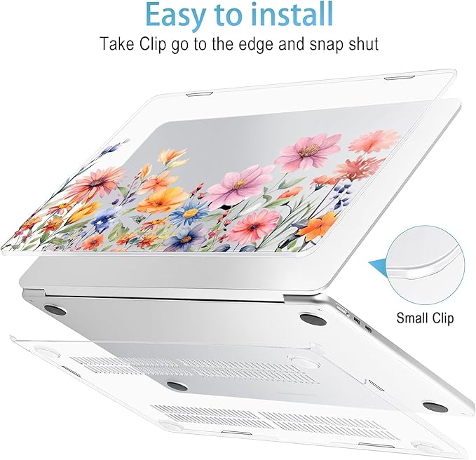 Mektron for 2025 M4 MacBook Air 13.6 Inch A3240 Case Fits 2023 A2681 M2 2024 A3113 M3 Chip with Liquid Retina Display Touch ID, Printed Plastic Hard Shell Cover for MacBook Air 13.6", Floral P165