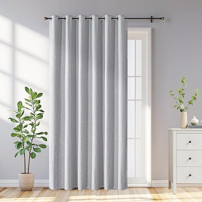 100% Blackout Curtains 84 Inch Length 2 Panels Set, Black Out Curtains for Living Room, Greyish White Thermal Insulated Grommet Drapes Bedroom Luxury Decor Privacy(70W × 84L inch, Greyish White)