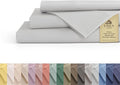 Linen Home 100% Cotton Percale Sheets Twin XL Size, Silver, Deep Pocket, 3 Pieces Set - 1 Flat, 1 Deep Pocket Fitted Sheet and 1 Pillowcase, Crisp Cool and Strong Bed Linen