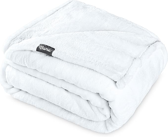 Bare Home Fleece Blanket - Throw/Travel - Ultra-Soft Lightweight for Bed, Sofa, and Couch - Luxury Microplush - Cozy Warm Blanket (Throw/Travel, White)
