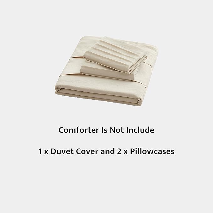 Oli Anderson Light Khaki Duvet Cover Queen Size - Pleated Queen Duvet Cover, 3PCS Soft and Breathable Textured Bedding Set with Zipper Closure(Light Khaki,90"x90")