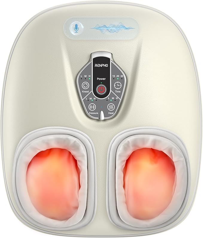 RENPHO Foot Massager Machine with Heat [2026 Upgraded], Shiatsu Foot Massager for Plantar Fasciitis, Christmas Gifts for Women, Cordless Control, Voice Control (New)