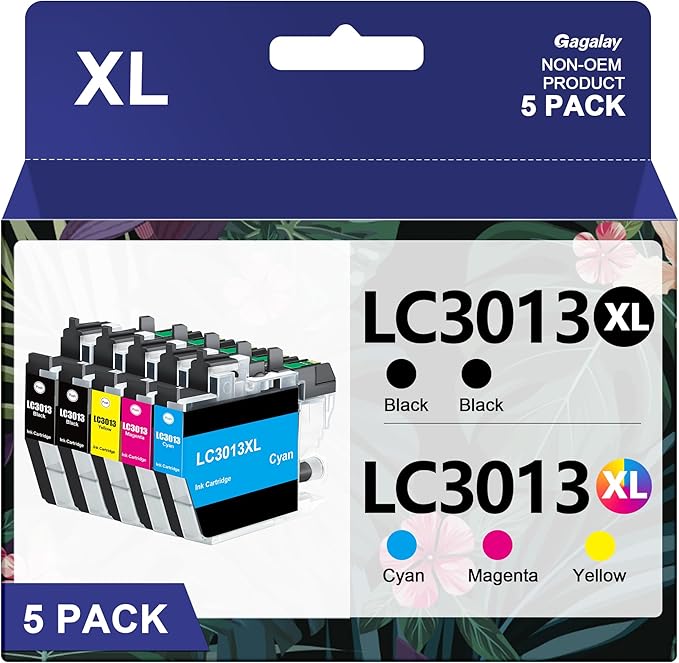 LC3013 Ink Cartridges BK/C/M/Y 5-Pack High Yield 400 Pages/Cartridge Compatible for Brother Ink Cartridges LC3013 LC3011 XL LC3013XL LC3011XL Compatible for MFC-J497DW MFC-J491DW MFC-J895DW MFC-J690DW