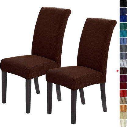 Howhic Stretch Chair Covers for Dining Room Set of 2, Removable Washable Dining Room Chair Covers, Dining Chair Slipcovers Seat Protector, Great for Home Decor and Banquet (Chocolate, 2 Pack)