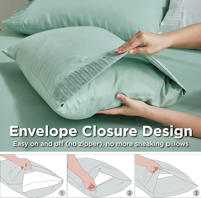 Bedsure King Size Sheets Set - 4 Pieces Soft King Sheets - Breathable & Cooling - Hotel Luxury - Easy Care Polyester Microfiber Bedding for Women, Men, Mint Green