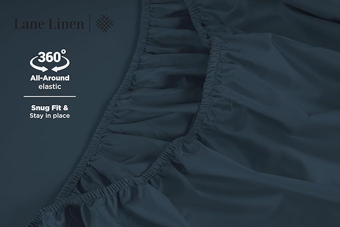 LANE LINEN 100% Cotton Sheets King Size – 600 Thread Count King Size Bed Sheets, Hotel Luxury Soft Silky Sateen Weave, Durable for Year Round Use, Fully Elasticized 15" Deep Pocket – Estate Blue