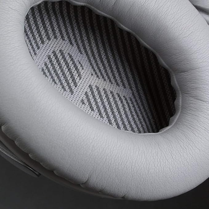 SoloWIT Ear Pads Cushions Replacement, Earpads for Bose QuietComfort 35 (QC35) and Quiet Comfort 35 II (QC35 II) Over-Ear Headphones, Softer Leather, Noise Isolation Foam - PL Silver