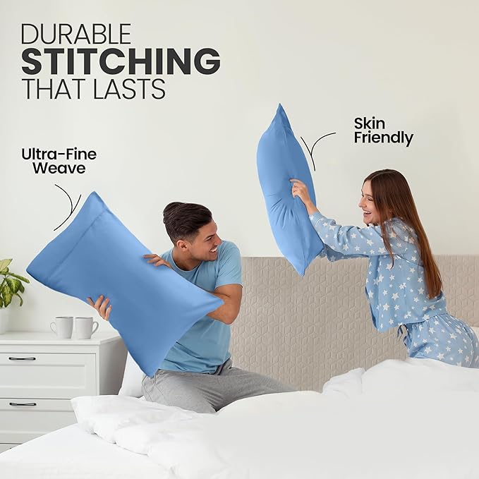 Pillow Covers by Utopia Bedding - Queen Size 2-Pack – Soft Brushed Microfiber – Perfect for Hospitals, Hotels, Guest Rooms – Oeko-TEX Certified, 20x30 Inches (Dutch Blue)