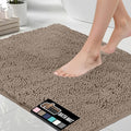 GORILLA GRIP Bath Rug Mat 48x24, Thick Absorbent Chenille, Quick Dry Microfiber Mats, Rubber Backing Washable Shower Floor Rugs, Bathmat Runner, US Designed Bathroom Home Decor Accessories Gray Beige