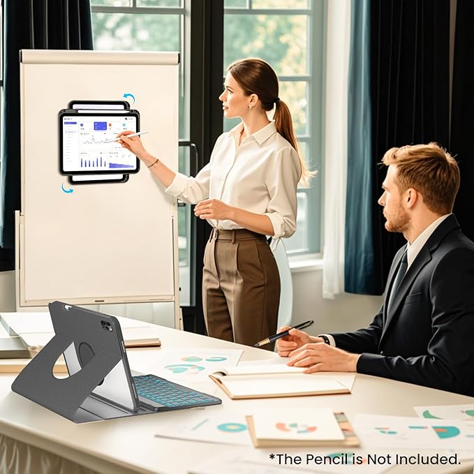 Magnetic Keyboard Case for iPad Air 5th 4th Generation 10.9 inch Pro 11 1st/2nd/3rd/4th, 7 Color Backlight BT Keyboard Folio with Pencil Holder 2022 2021 2020 2018 (Black