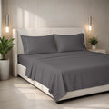 Mayfair Linen 100% Egyptian Cotton Queen Sheets Set - 2000 Series Luxury Sheets Queen Size Bed Set, Soft & Cooling, Sateen Weave 17" Extra Deep Pocket Hotel Collection Sheet (4 Pc, Dark Grey)