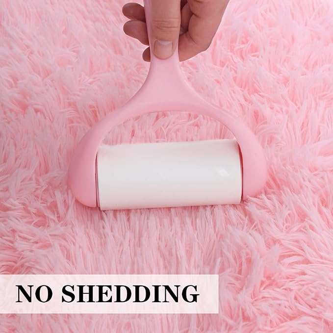 duduta Pink Fluffy Plush Rug 3x5 ft, Shag Furry Rectangle Rug for Bedroom Nursery Living Room Home Decor