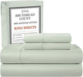 100% Cotton 400 Thread Count King Size Sheets Set, 15" Deep Pocket King Sheets & Pillowcases, 4 Piece Soft Breathable Naturally Cooling Luxury Bedding, Machine Washable- Mineral