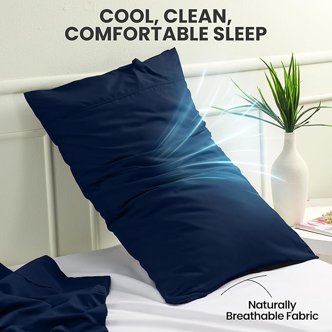 Pillow Covers by Utopia Bedding - King Size 2-Pack – Soft Brushed Microfiber – Perfect for Hospitals, Hotels, Guest Rooms – Oeko-TEX Certified, 20x40 Inches (Navy)