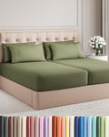 Split King 7 Piece Sheet Set - Cooling & Breathable - Hotel Luxury Bedding, Includes Fitted Sheets for Women, Men, Kids & Teens - 1 Flat, 2 Fitted Sheets, 4 Pillowcases w/Deep Pockets - Sage Green