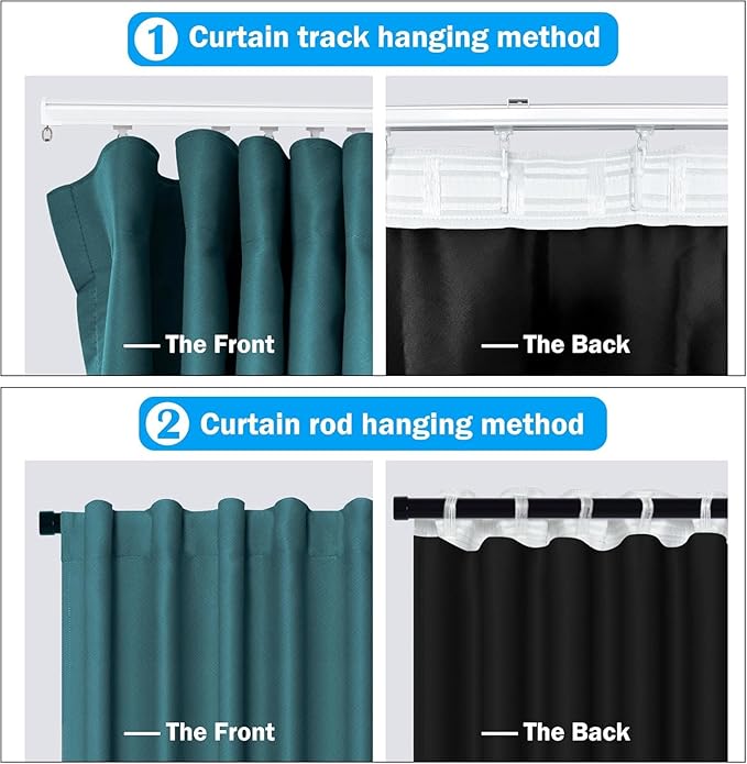 Room Divider Curtains Total Blackout Privacy Curtain Panel Room Thermal Insulated Noise Reduction Curtains for Bedroom Window Living Room Ceiling Track Curtain W 8.3 ft × H 7 ft Azure Blue