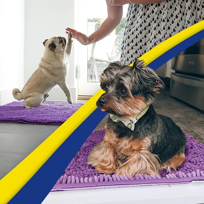 Muddy Mat® | Super Absorbent Door Mat Indoor, Microfiber Quick Dry Chenille Entryway Rug, Non-Slip Front Door Mat, Indoor Mats for Entryway, Machine Washable Pet Rug, Purple 19"x30"