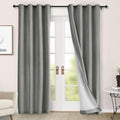 Macochico 100% Blackout Curtains Thermal Insulated Noise Reducing Chenille Curtains for Hotel Auditorium Bedroom Living Room Grommet Rock Grey Curtains with Tieback Classic 52" Wx84 L 1 Panel