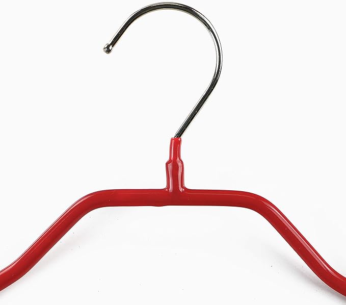 Mawa by Reston Lloyd BodyForm Series Non-Slip Space-Saving Clothes Hanger for Jackets, Suits & Coats, 16-1/2", Style 42/L, Set of 5, Red