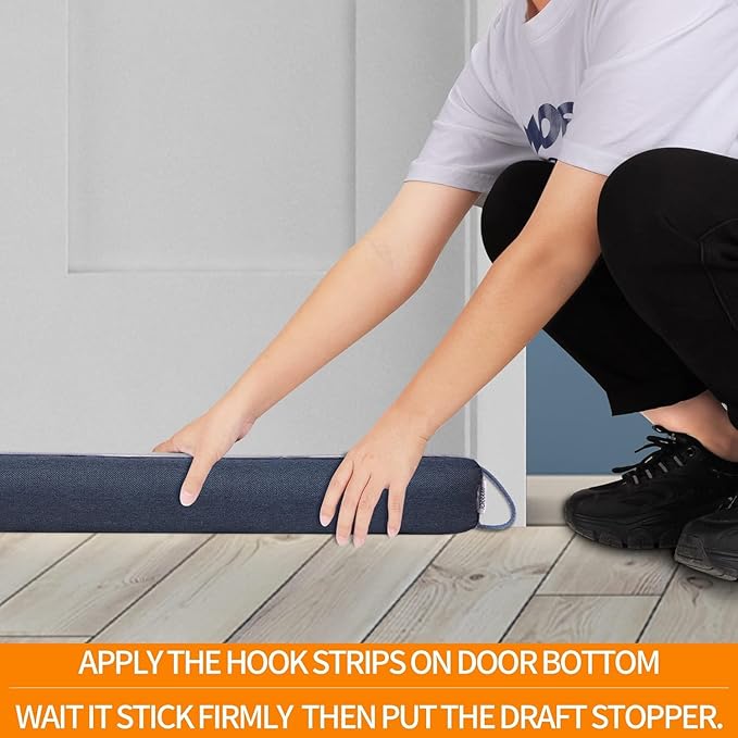 TORRAMI 30" Door Draft Stopper Under Bottom Insulation Noise Air Stopper 2.07LB,Draft Stopper Guard Seal for Doors and Windows - Dark Blue