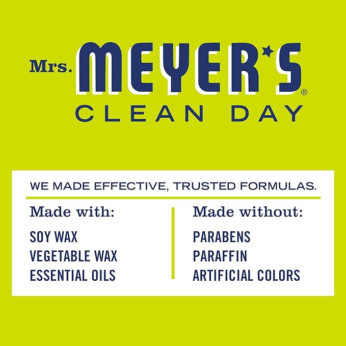 MRS. MEYER'S CLEAN DAY Scented Soy Aromatherapy Candle, 25 Hour Burn Time, Made with Soy Wax and Essential Oils, Lemon Verbena, 4.9 oz