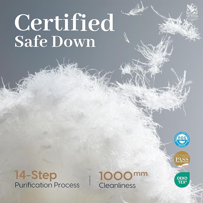 Goose Down Fiber Comforter Queen Size – All-Season Hotel Quality Duvet Insert, High Fill Power, Ultra Soft 100% Cotton, Box-Stitched, Breathable, Luxurious White Bedding, 90"x 90"