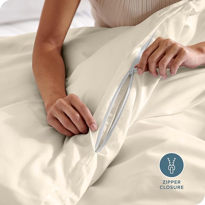 Bare Home Bedding Duvet Cover Oversized Queen - Premium 1800 Super Soft Collection - Lightweight, Cooling - Soft Breathable Bedding Duvet Cover (Oversized Queen, Sand)