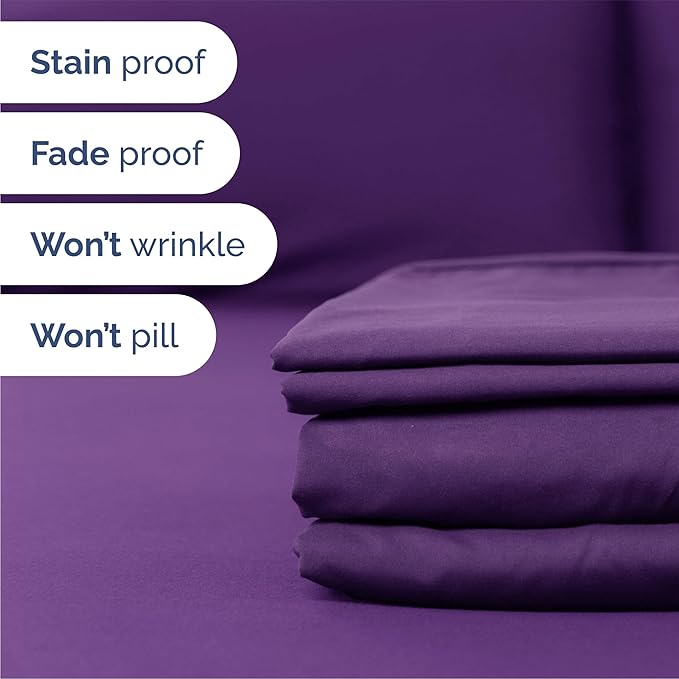 Queen 6 Piece Sheet Set - Cooling, Comfy & Breathable - Hotel Luxury Bedding, Includes Fitted Sheet for Women, Men, Kids and Teens - 1 Flat, 1 Fitted Sheet, 4 Pillowcases with Deep Pockets - Purple