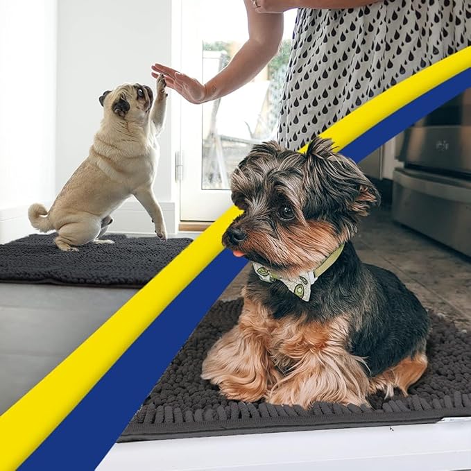 Muddy Mat® | Super Absorbent Door Mat Indoor, Microfiber Quick Dry Chenille Entryway Rug, Non-Slip Front Door Mat, Indoor Mats for Entryway, Machine Washable Pet Rug, Charcoal 24" x 120"