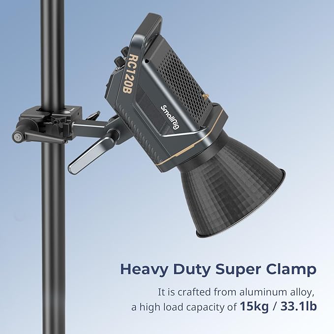 SmallRig Super Clamp Kit 2-Pack, Heavy Duty Max Load 33lb /15kg, with a 1/4"-20 & a 3/8"-16 Top Screw on a 5/8" Stud, for Photography Studio Video Camera Lighting, for Round Pipe and Flat Surface 5318