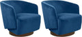 MINCETA Accent Chair,Modern Swivel Chairs for Living Room Reading and Bedroom with Wood Base,Set of 2,Velvet in Navy