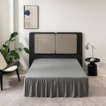 TSUTOMI Queen Size Grey Bed Skirt with Ruffles and Split Corners, 16 Inch Drop
