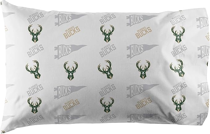 NORTHWEST Officially Licensed Milwaukee Bucks NBA Full Size Sheet Set – Soft Team Logo Bedding for Dorms, Bedrooms, Fan Caves & Game Day Style