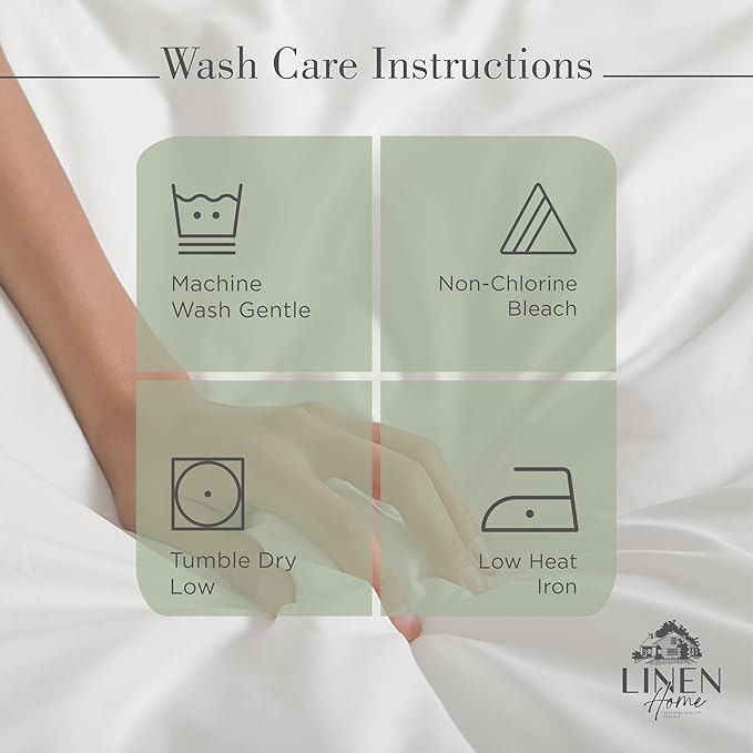 Linen Home 100% Cotton Percale Sheets Full Size, Oil Green, Deep Pocket, 4 Pieces Set - 1 Flat, 1 Deep Pocket Fitted Sheet and 2 Pillowcases, Crisp Cool and Strong Bed Linen