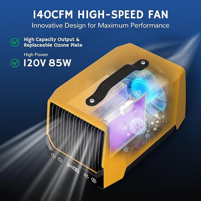 Airthereal DA25 Desktop Ozone Generator, 60,000mg/h High Capacity Odor Eliminator for Smoke, VOCs and Pet Odors, Portable Ozonator for Home, Garage & Car, O3 Air Deodorizer for Area up to 5,000 sq.ft