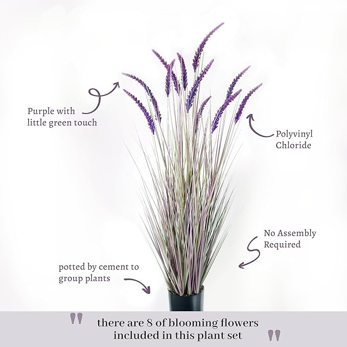 KOL 5ft 2-Pack Artificial Veronica Spiked Speedwell Grass, 59in Faux Tall Horsetail Grasses, Veronica Spicata, UV-Resistant Fake Plants for Indoor/Outdoor Décor, Home Office Wedding Centerpiece