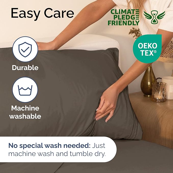 Twin Size 3 Piece Sheet Set - Extra Soft, Breathable & Cooling Sheets - Hotel Luxury Durable Bed Sheets for Women & Men - Deep Pockets, Easy-Fit & Wrinkle-Free Sheets - Taupe Brown Oeko-Tex Bed Sheets