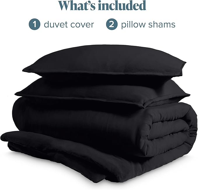 Bare Home Microfiber Duvet Cover Set - Ultra Soft Washed Microfiber - Oversized King Size - Linen-Like Look - Easy Care - Breathable Fabric - Our Softest Duvet Cover Set (Oversized King, Black)