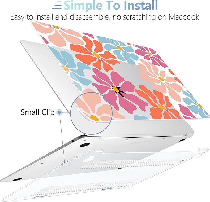 MEEgoodo for MacBook Air 13 inch Case 2021 2020 2019 2018 Released A2337 M1 A2179 A1932 with Touch ID, Plastic Hard Shell & Keyboard Cover Compatible with MacBook Air Case 13.3,Minimalist Style Floral