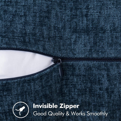 MIULEE Pack of 2 Couch Throw Pillow Covers 20x20 Inch Coastal Navy Blue Farmhouse Decorative Pillow Covers with Stitched Edge Soft Chenille Solid Dyed Spring Pillow Covers for Sofa Bed Living Room