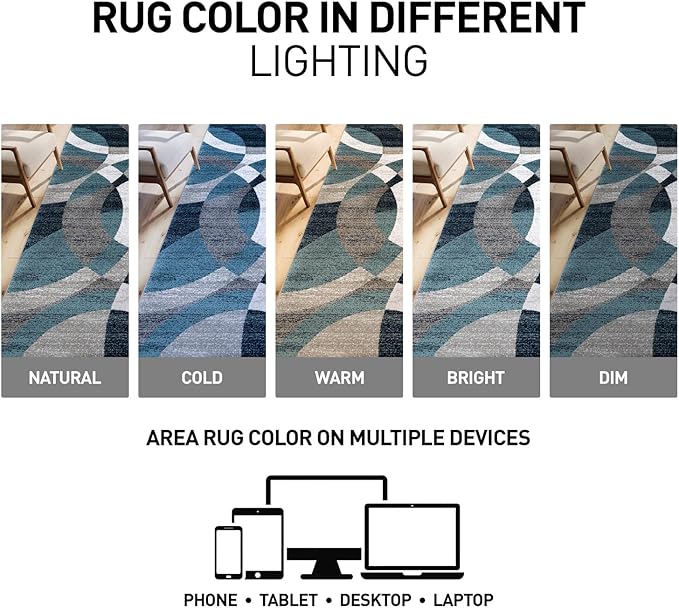 Rugshop Contemporary Abstract Circles Perfect for high Traffic Areas of Your Living Room,Bedroom,Home Office,Kitchen Area Rug 9' x 12' Blue