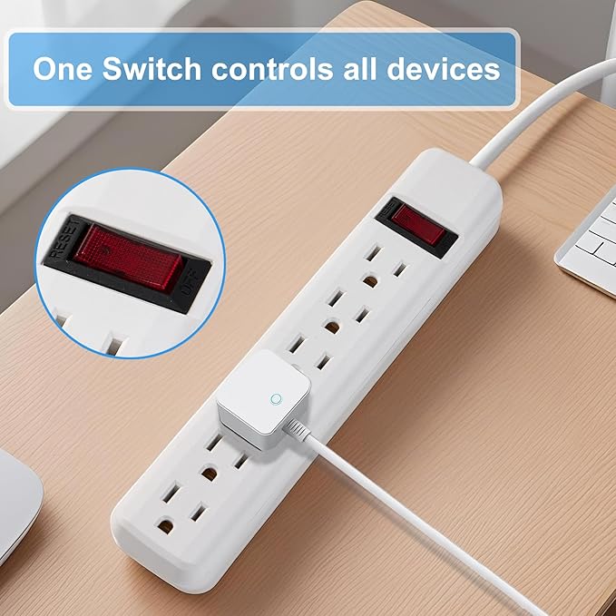 6-Outlet Surge Protector – 250 Joules, 2ft Cord, 15A/125V, 1875W Max – Right Angle Plug, Black – Home, Office, & Electronics Protection