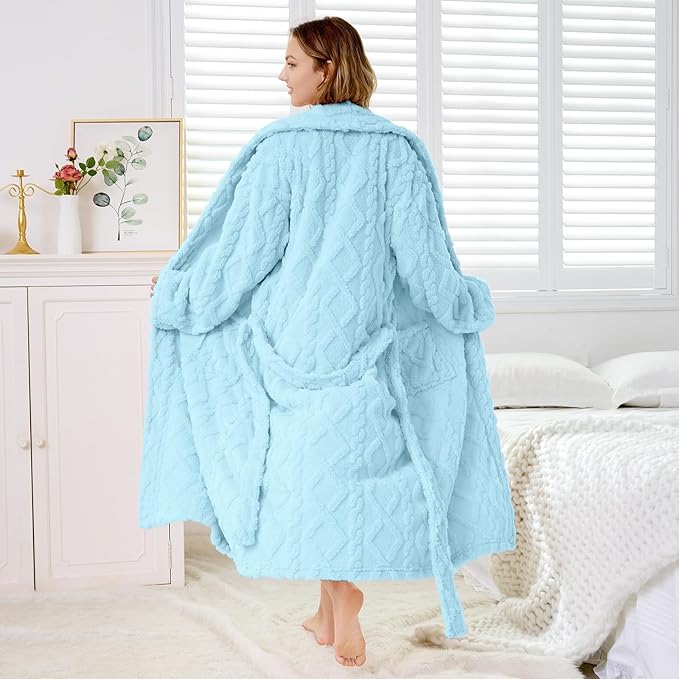 MIZZEO Microfiber Robes for Women, Cozy Soft Warm Plush Women Robe Plush Long Bathrobe