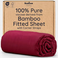Bambaw 100% Viscose Derived from Bamboo King Size Fitted Sheet, Cooling, Deep Pocket, Burgundy