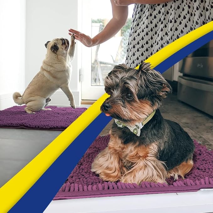 Muddy Mat® | Super Absorbent Door Mat Indoor, Microfiber Quick Dry Chenille Entryway Rug, Non-Slip Front Door Mat, Indoor Mats for Entryway, Machine Washable Pet Rug, Dark Purple 36"x60"