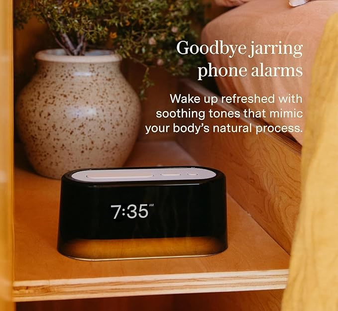 Loftie Alarm Clock with Sound Machine –Smart Alarm Clock w/Light, White Noise, Bluetooth Speaker, Night Light Sound Machine,100+ Sounds, Blackout Mode, No WiFi Mode, Optional Subscription-Midnight