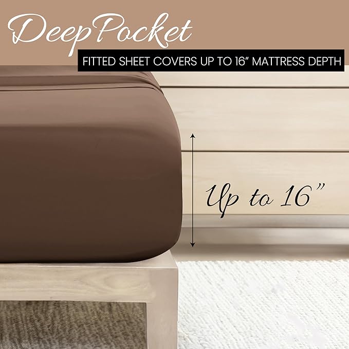 Linen Market Brushed Microfiber King Sheet Set 4 Piece – Oeko-TEX Certified Ultra Soft & Wrinkle-Free - 16" Deep Pocket Sheets - Easy Care King Size - Taupe