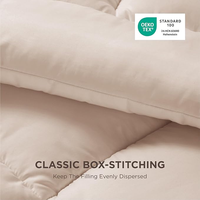 Bedsure Comforter Duvet Insert - Quilted Comforters Twin XL Size, All Season Duvet, GentleSoft Down Alternative Bedding, with 8 Tabs, Gifts for Women/Men, Beige, Twin XL 92 x 68 Inches