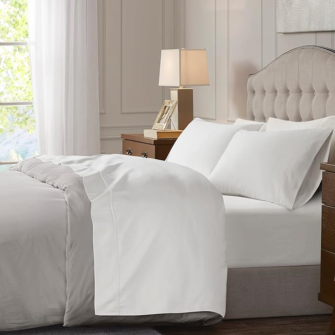 Hyde Lane Luxury 1000 Thread Count 100% Cotton Sheets | Very Soft & Thick - Fits Upto 20" Mattress | Sateen Weave Bed Sheets 18" Deep Pocket- 4 PC Sheet Set (Natural White, King)