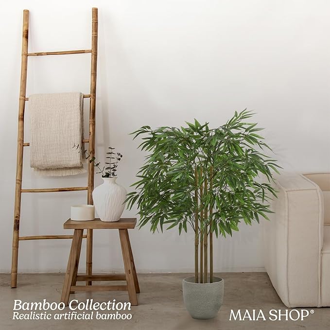 Maia Shop 3ft 5in Artificial Bamboo Tree Plant for House, Apartment or Office – Realistic Fake Indoor Plants for Living Room, Bedroom, Bathroom, Entryway or Patio – Faux Greenery for Home Décor